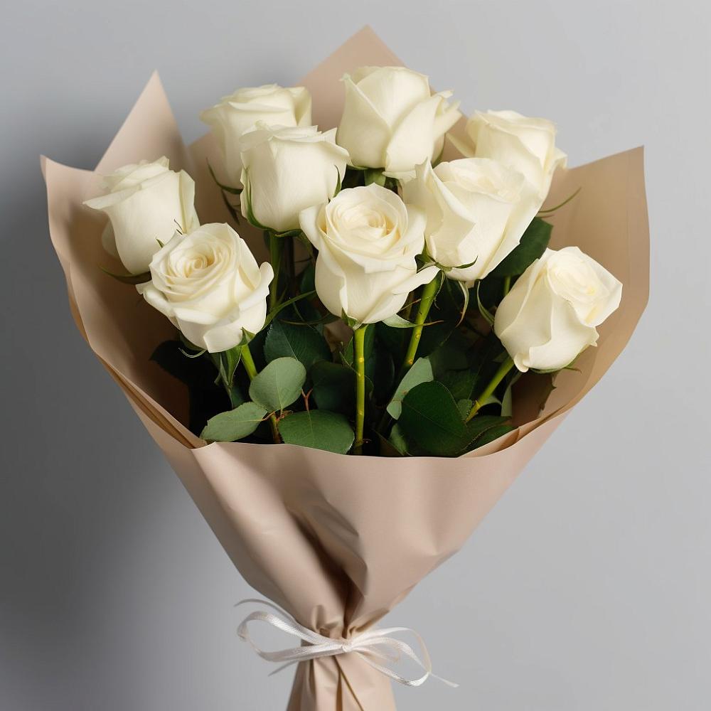 Букет 9 Белых роз Эдлесс Лав в Кырене