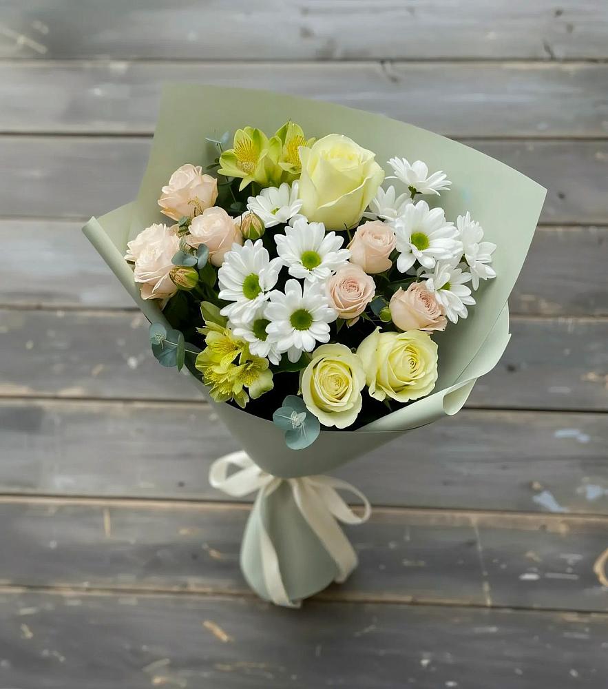 Букет цветов из: Альстромерии, Розы и Хризантемы в Кырене