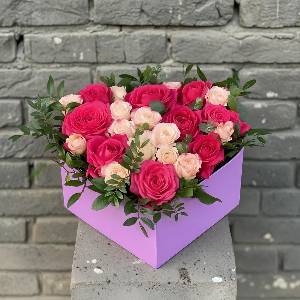 Цветочная композиция из Розы в коробке в Кырене
