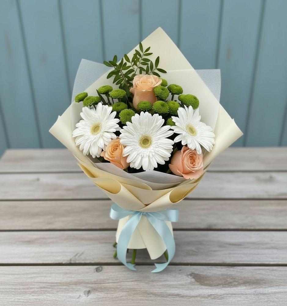 Букет цветов из: Герберы, Розы и Хризантемы в Кырене