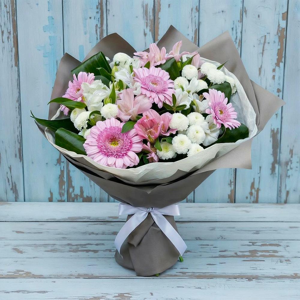 Букет цветов из: Герберы, Альстромерии и Хризантемы в Кырене