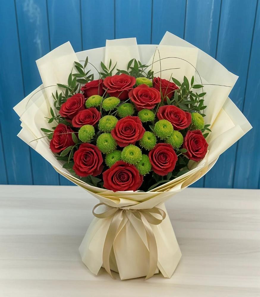 Букет цветов из: Розы и Хризантемы в Кырене